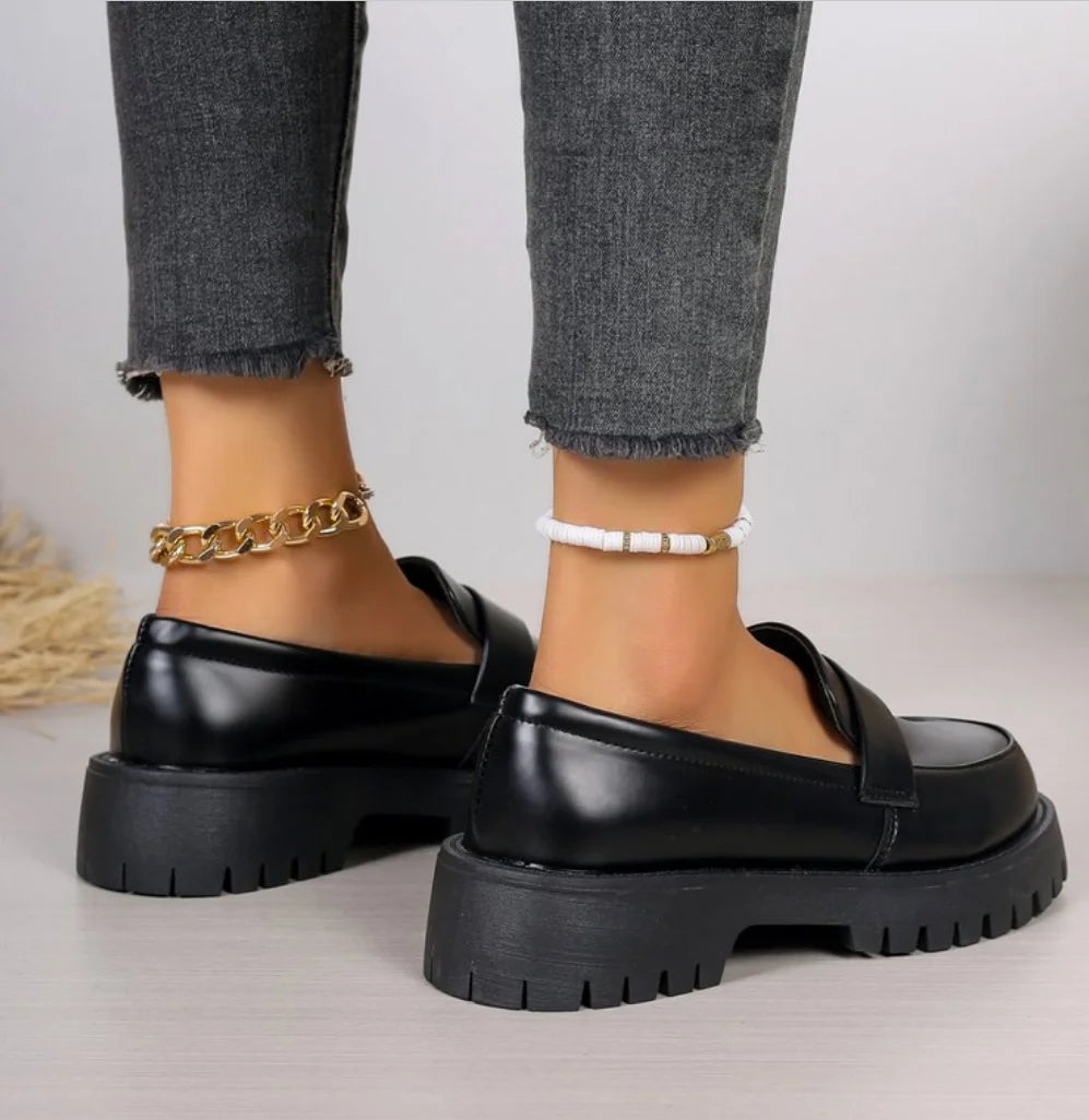 British Style Platform Loafers Women 2024 Plus Size Round Toe Single Shoes Woman Thick Bottom Pu Leather Oxfords Zapatos Mujer