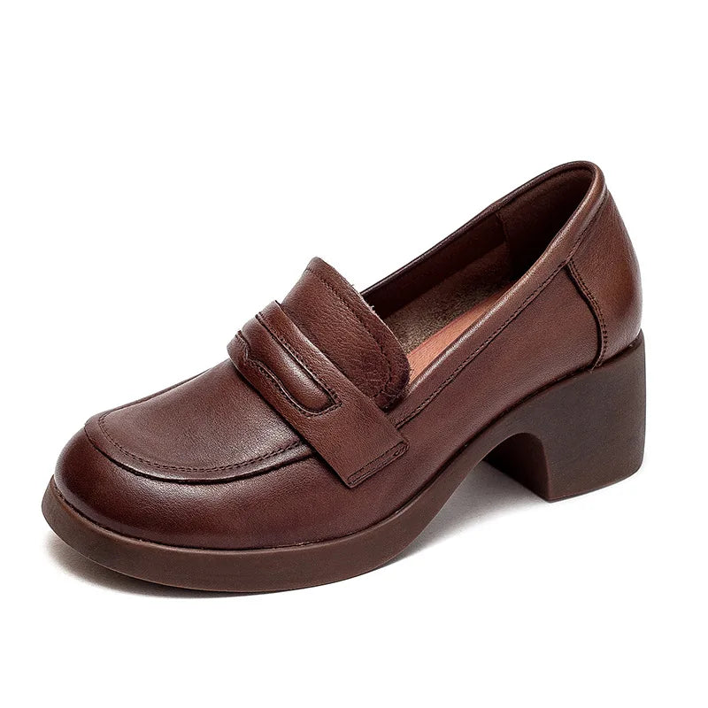 GKTINOO 2025 Penny Loafers Women Genuine Cow Leather Round Toe Thick Sole Slip-On Female Casual Platform Shoes Handmade