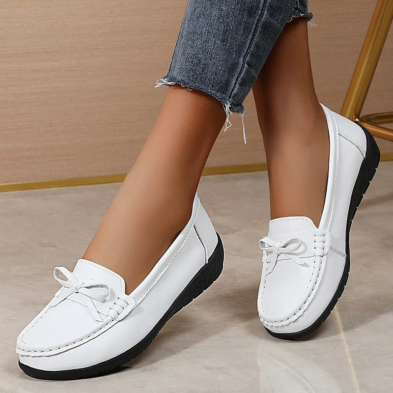 Women Flats Bowtie Women's Loafers Nurse Shoes For Women Slip On Walking Shoes Ballet Flats Women Zapatos Mujer Plus Size
