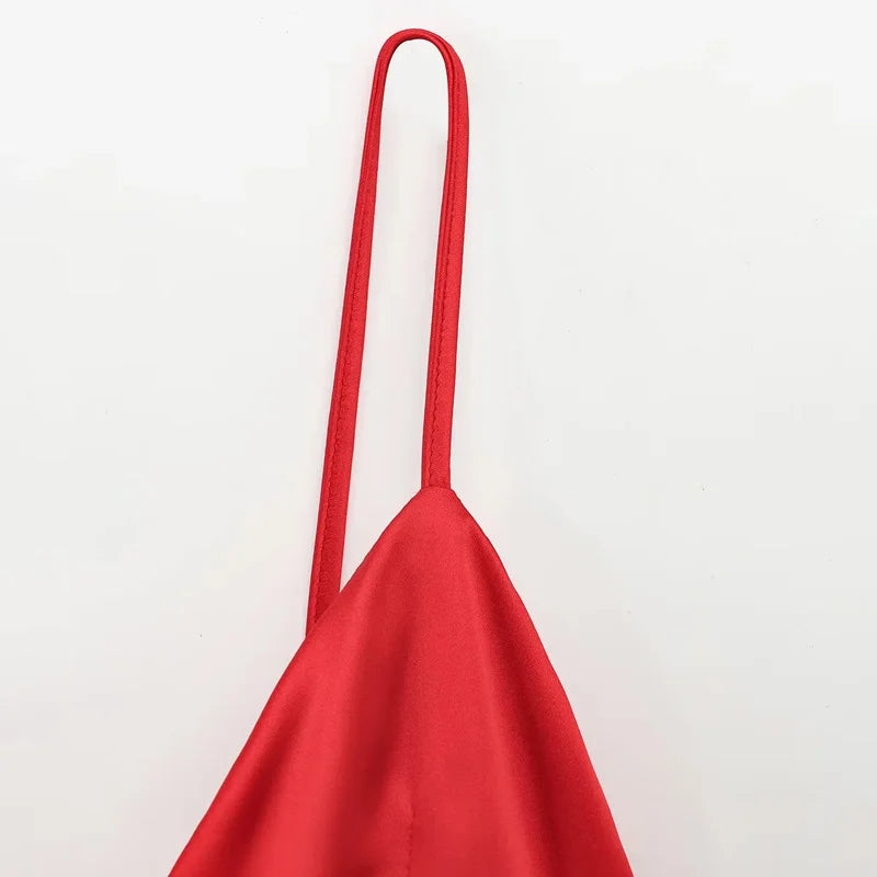 TRAF Red Y2k Mini Slip Tops 2025 Women's Spring Sexy Elegant Camisoles Fashion Casual Party Sleeveless Backless Short Tops
