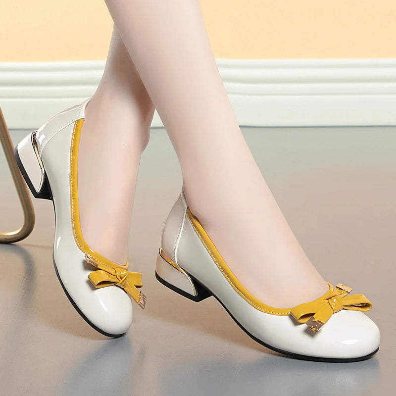 Women's Elegant Ballet Soft Leather Loafers Fashion Bow knot Slip On Round Toe 2024 Party Retro Black Soft Sole Shoes