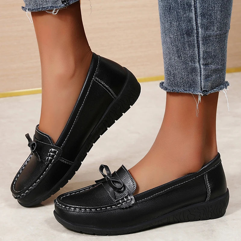 Women Flats Bowtie Women's Loafers Nurse Shoes For Women Slip On Walking Shoes Ballet Flats Women Zapatos Mujer Plus Size