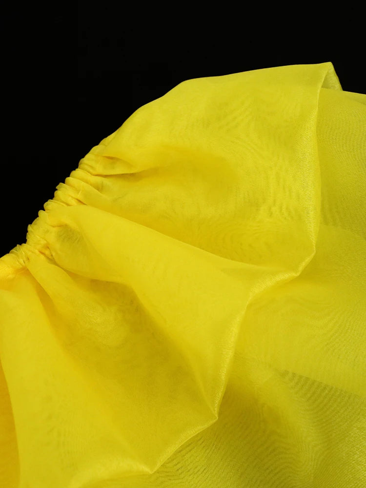 Women Blouses Off Shoulder Ruffles Pleated Yellow Summer Bright Shirt Tops Classy Elegant Lady Fashion Female African Bluas 2022