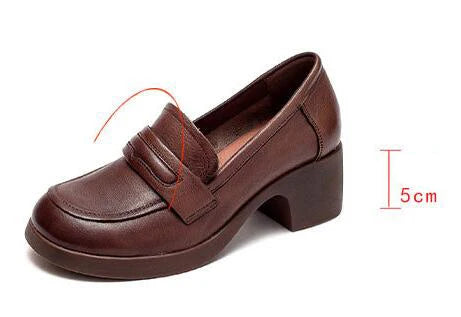 GKTINOO 2025 Penny Loafers Women Genuine Cow Leather Round Toe Thick Sole Slip-On Female Casual Platform Shoes Handmade