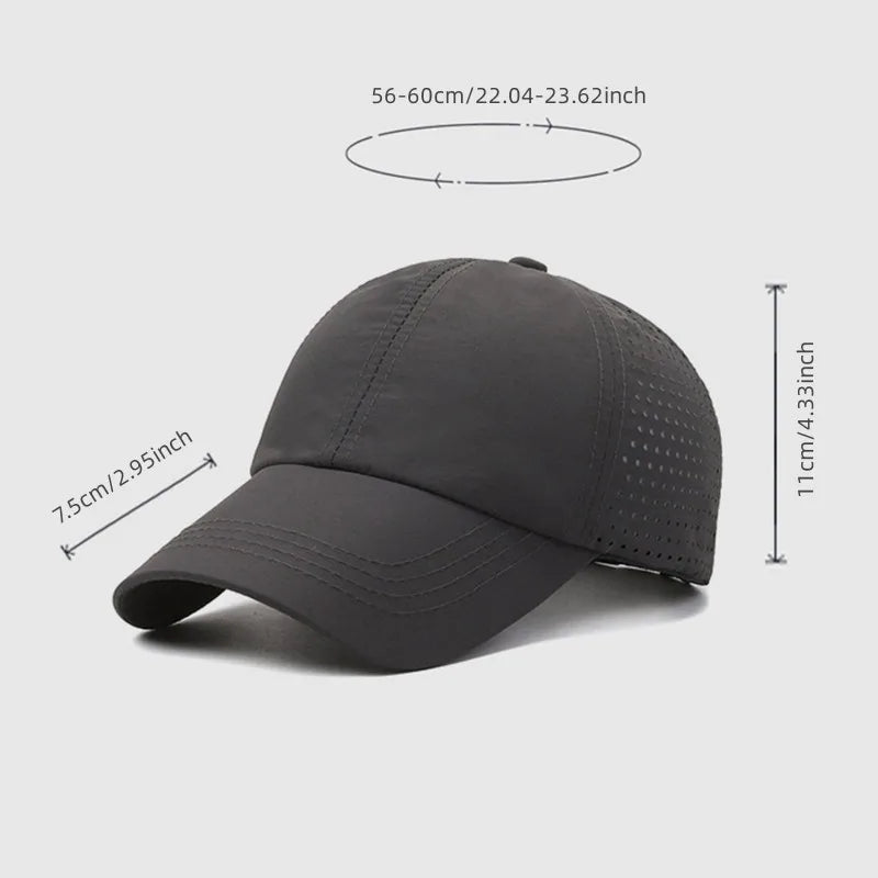 Summer Outdoor Black Sports Dry Fit Baseball Caps Breathable Mesh Hiking Hunting Cap Solid Color Adjustable Fitted Cap