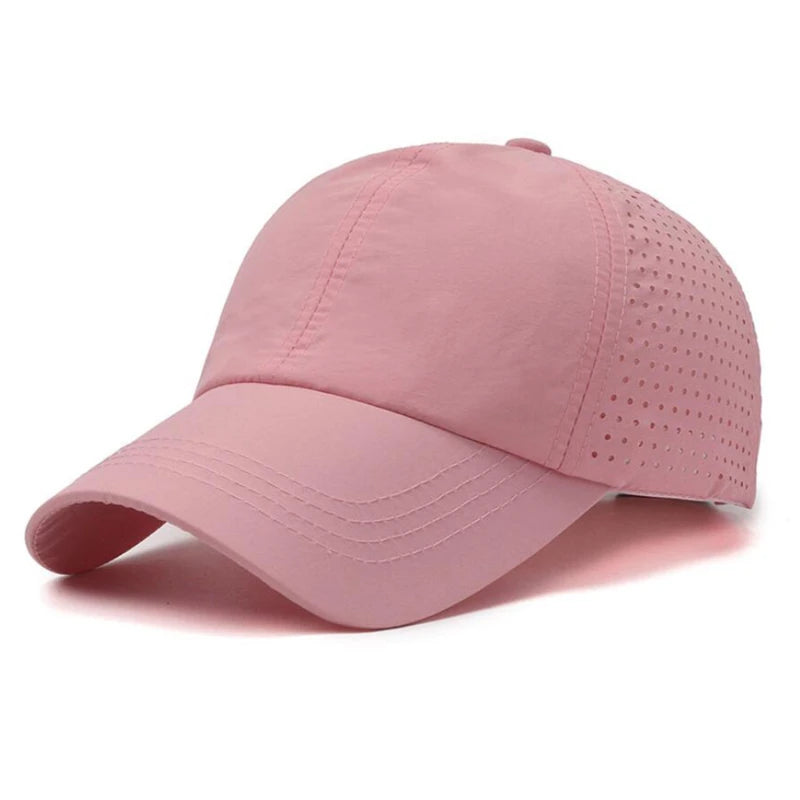 Summer Outdoor Black Sports Dry Fit Baseball Caps Breathable Mesh Hiking Hunting Cap Solid Color Adjustable Fitted Cap