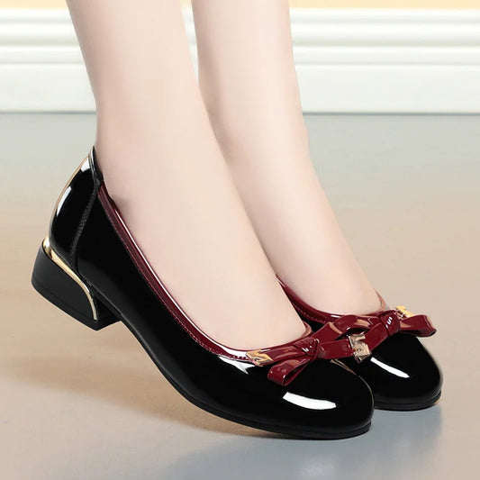 Women's Elegant Ballet Soft Leather Loafers Fashion Bow knot Slip On Round Toe 2024 Party Retro Black Soft Sole Shoes