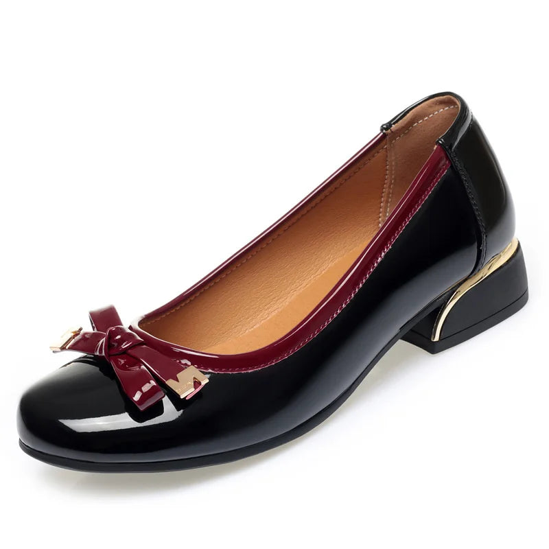 Women's Elegant Ballet Soft Leather Loafers Fashion Bow knot Slip On Round Toe 2024 Party Retro Black Soft Sole Shoes