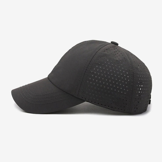 Summer Outdoor Black Sports Dry Fit Baseball Caps Breathable Mesh Hiking Hunting Cap Solid Color Adjustable Fitted Cap