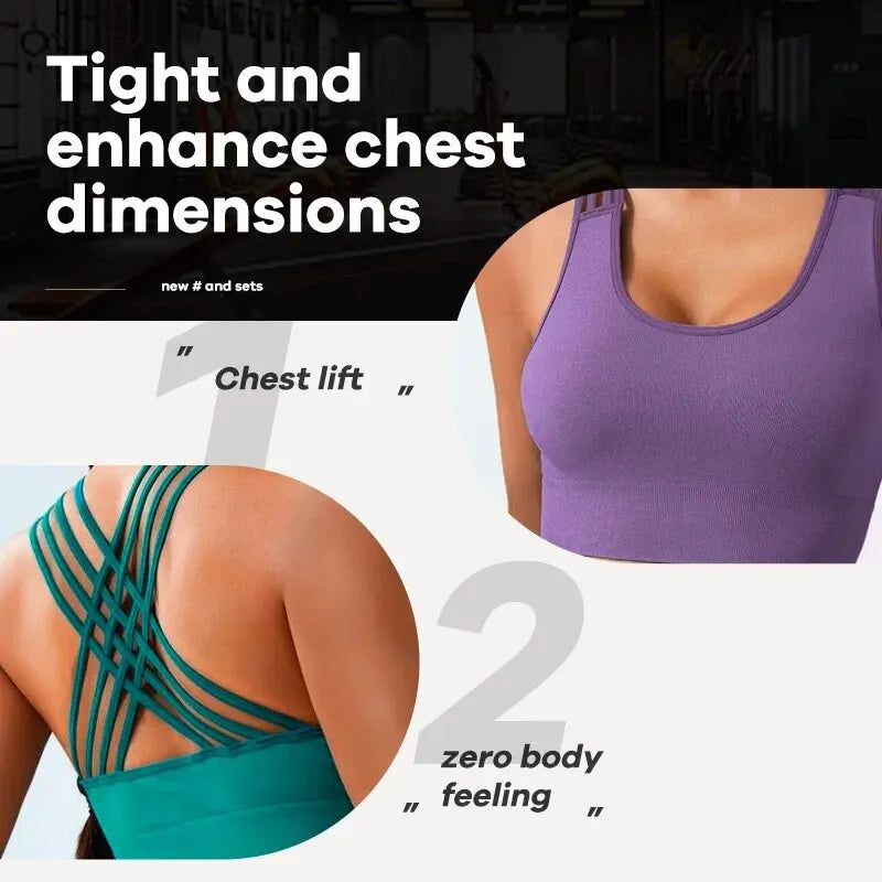 New Women's Seamless Yoga Tank Top with Eight Straps Cross Solid Color High Elastic Sports Bra and Bra Free Fitness Tank Top
