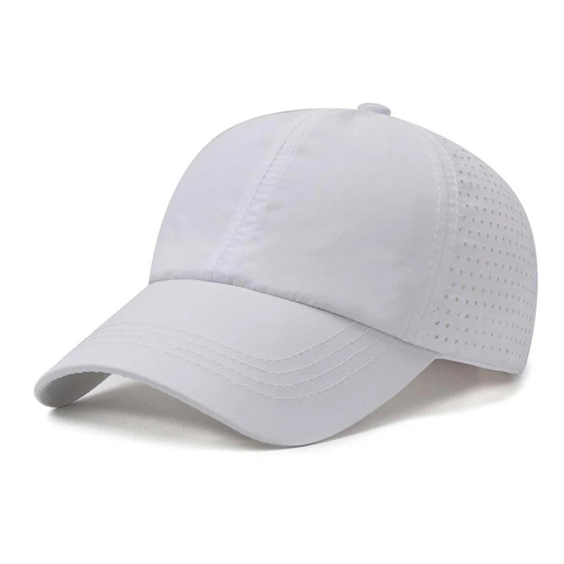 Summer Outdoor Black Sports Dry Fit Baseball Caps Breathable Mesh Hiking Hunting Cap Solid Color Adjustable Fitted Cap