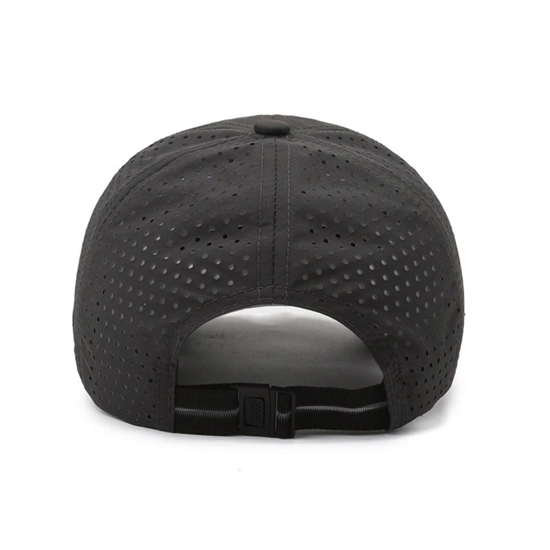 Summer Outdoor Black Sports Dry Fit Baseball Caps Breathable Mesh Hiking Hunting Cap Solid Color Adjustable Fitted Cap